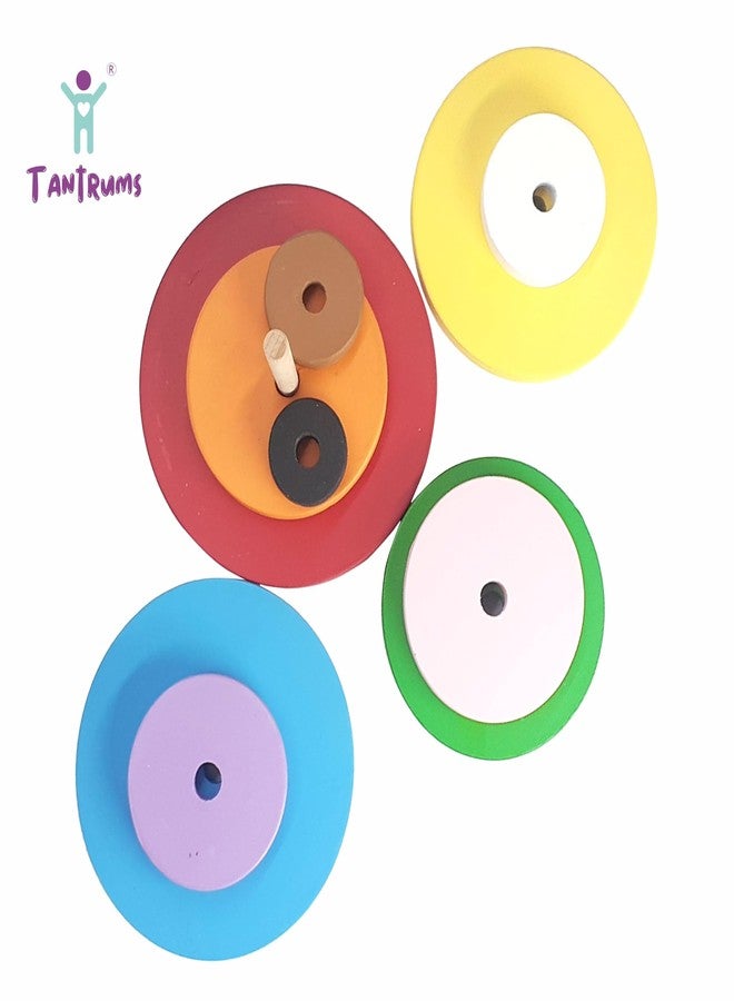 Tantrums Wooden Graded Tower Puzzle for Kids | Colorful Stacking Rings Montessori Toy for Toddlers | Early Learning Circle Tower for Hand-Eye Coordination & Motor Skills (Multicolour) - Image 3